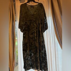 Johnny Was dark green Floral Maxi Dress